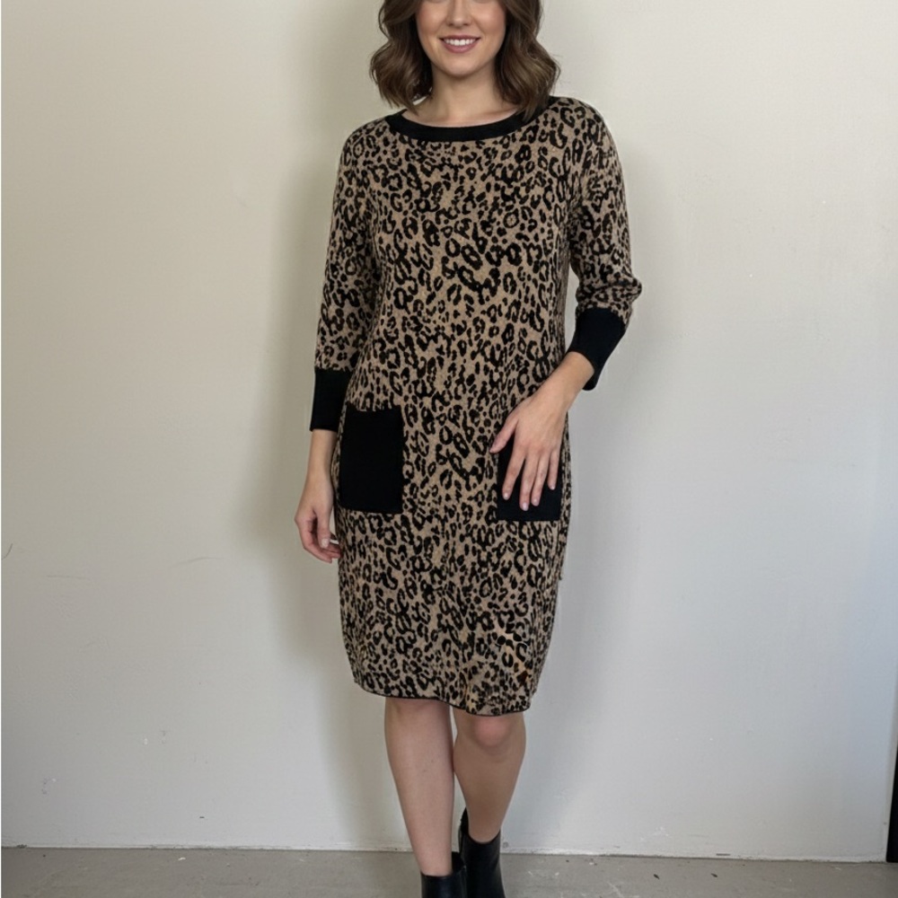 Robbie Bee Animal‎ Print Dress with Black Details